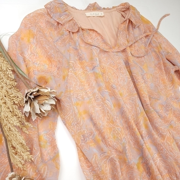 Illa Illa Peachy Paisley Boho Sheer Lined Dress Size S - Picture 3 of 12